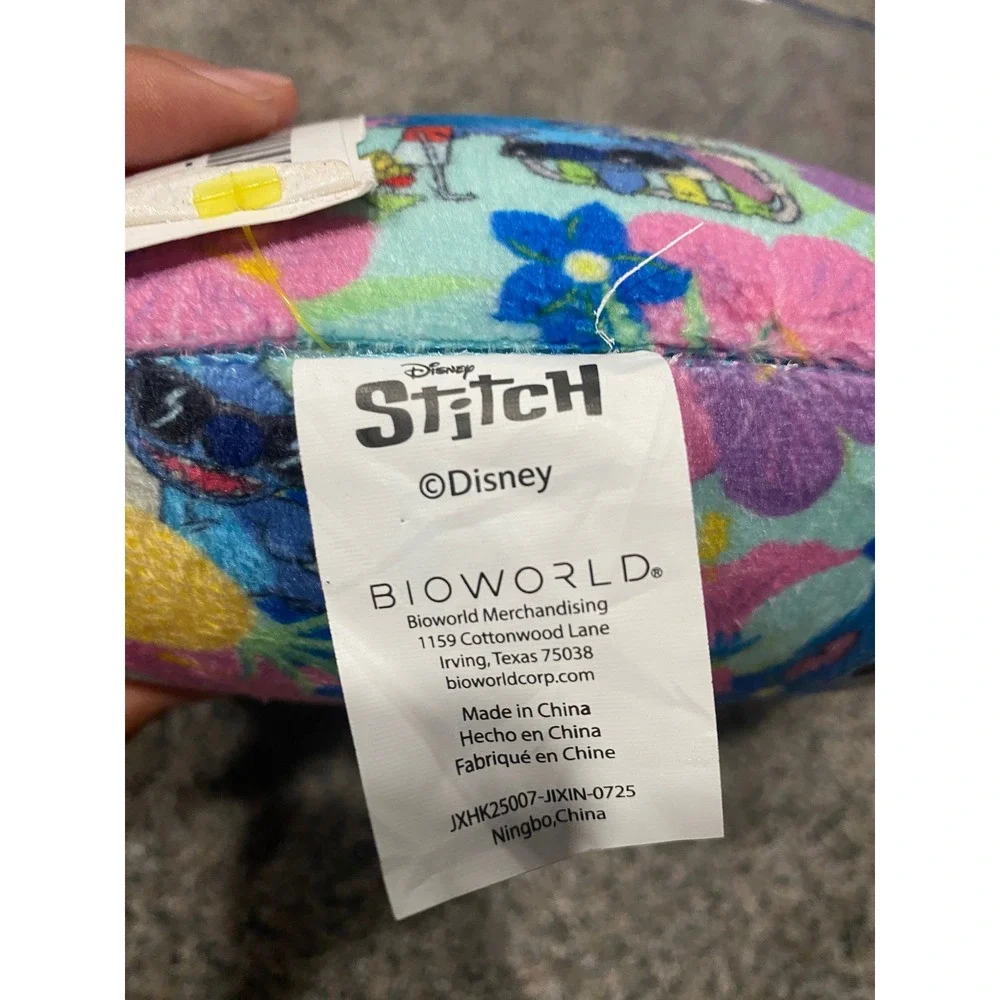 Disney Lilo & Stitch Tropical‎ Hibiscus Travel Neck Pillow Bioworld Blue